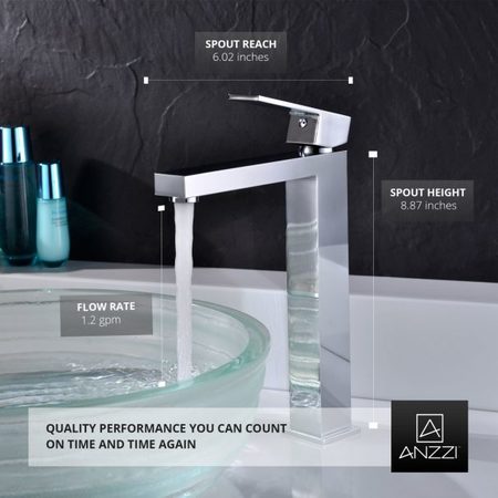 Anzzi Enti Single-Handle Vessel Bathroom Faucet, Polished Chrome L-AZ096